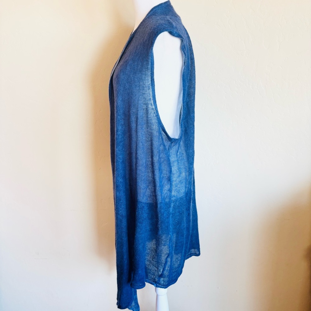 Chico’s Soft Knit Blue Sleeveless Duster Cardigan - Picture 3 of 5